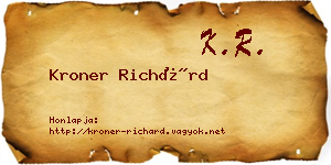 Kroner Richárd névjegykártya